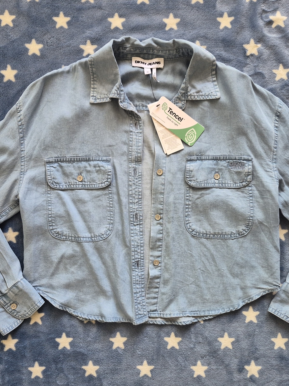 DKNY Light Blue Tencel Button-Up Shirt